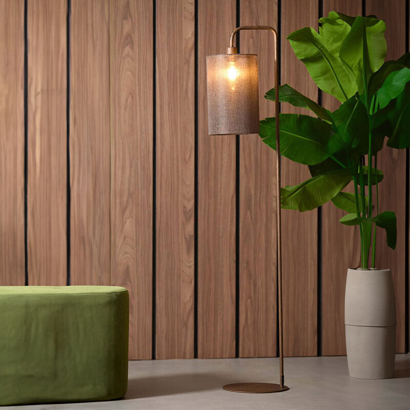 Light And Living - Light & Living - lampadaire - Donio - beige marron - coton métal Light And Living - Light & Living - lampadaire - Donio - beige marron - coton métal