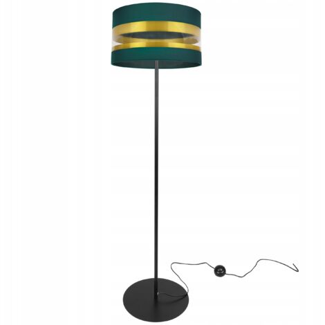 LAMPADAIRE DORÉ ABAT-JOUR COULEURS VERT BOUTEILLE