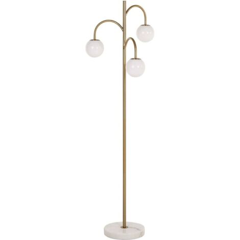 Lampadaire doré design globe verre et base marbre blanc - doré avec base marbre blanc
