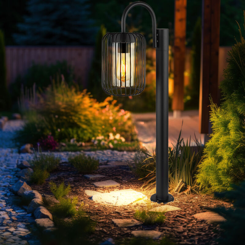 Lampadaire E27 éclairage de chemin de jardin extérieur éclairage extérieur en acier inoxydable Lampadaire de jardin, métal plastique, 1x douille E27,