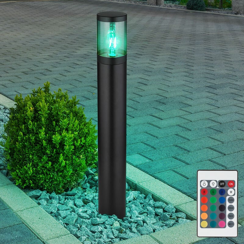 Lampadaire éclairage extérieur borne lumineuse fumée Lampadaire de jardin extérieur, télécommande dimmable, acier inoxydable, 1x led rgb 8.5W 806Lm,