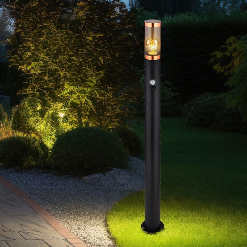 Lampadaire éclairage extérieur Lampadaire fumée cuivre extérieur avec détecteur de mouvement jardin acier inoxydable, plastique, 1x E27, DxH 7,6x110