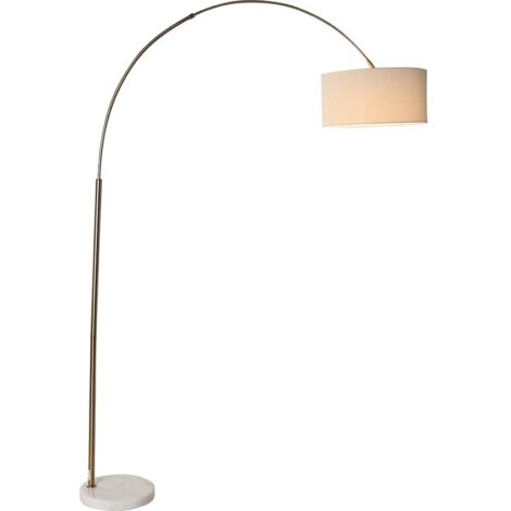 Lampadaire élégance en lin et marbre doré - Beige doré élégant et raffiné