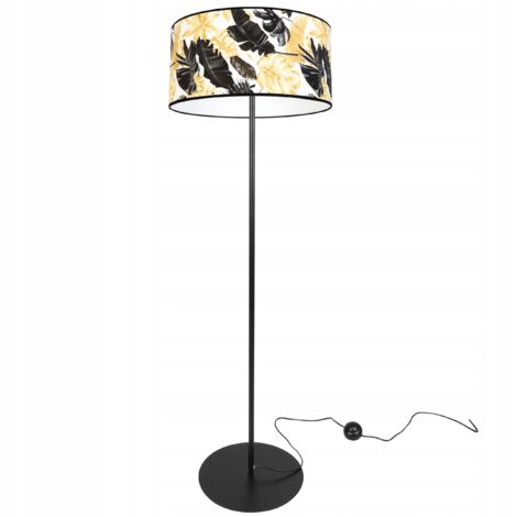 LAMPADAIRE ÉLÉGANT ABAT-JOUR FLEURS DORÉ LED
