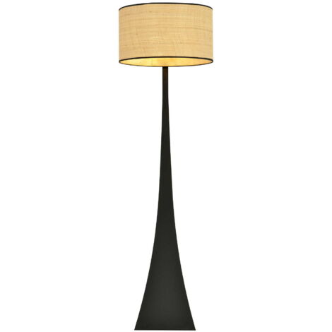 Lampadaire Emibig Estrella rotin E27 157 cm noir crème