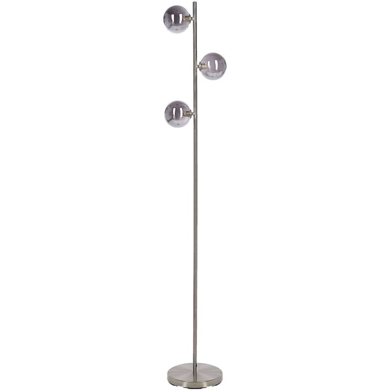 Lampadaire Design Moderne avec 3 Lumières en Acier et Verre Argenté Ramis