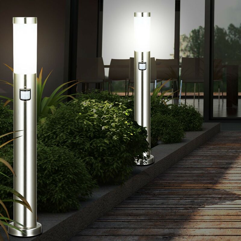 Lampe sur pied terrain de jardin luminaire détecteur de mouvement projecteur en acier inoxydable Hilight 103163