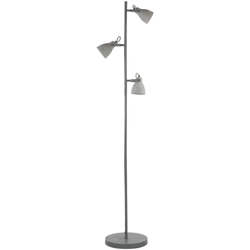 Lampadaire Gris en Béton avec 3 Abat-jours Réglables GU10 35W Design Industriel pour Éclairage de Salon ou Chambre Urbaine Moderne Beliani