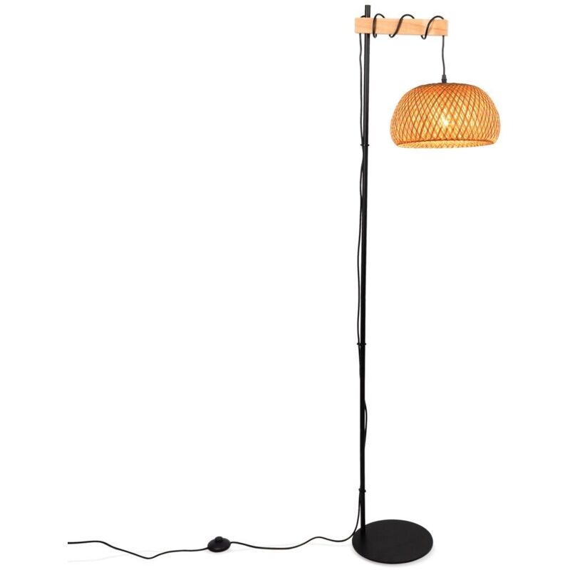 Barcelona Led - Lampadaire en bois et osier 'Frankie' - E27 boho chic