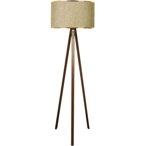 Lampadaire Trépied En Bois – Style Industriel – Noir – Ampoule E27 – Hauteur 143 Cm