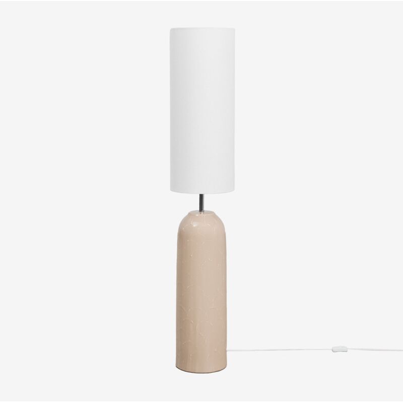 Lampadaire en céramique et lin Cannelle SKLUM Beige Crème Lampadaire en céramique et lin Cannelle SKLUM Beige Crème