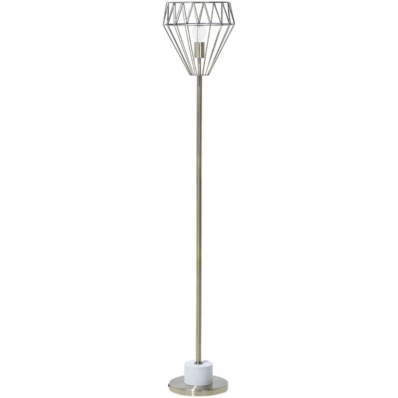 Lampadaire Filaire Type Cage Couleur Bronze en Métal Idéal pour Ampoule Filament E27 Max 60W Éclairage Tendance pour Salon Industriel Urbain Beliani