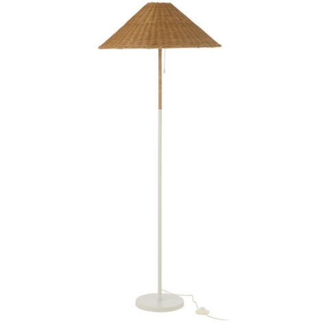 Lampadaire en Rotin "Preston" 154cm Naturel & Blanc