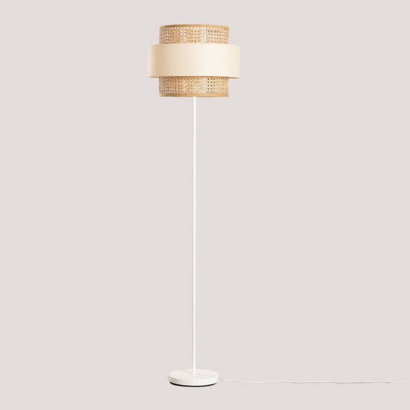 Lampadaire en Rotin Satu Sklum Beige Lin