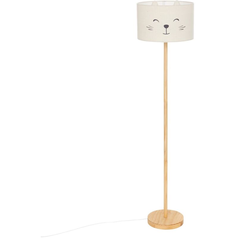 Lampadaire pour enfant 'Félix' en forme de chat, 152 cm, couleur beige, design Atmosphera