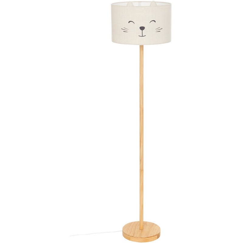 Lampadaire enfant en bois coloris naturel et acier - diamètre 36 x Hauteur 152 cm