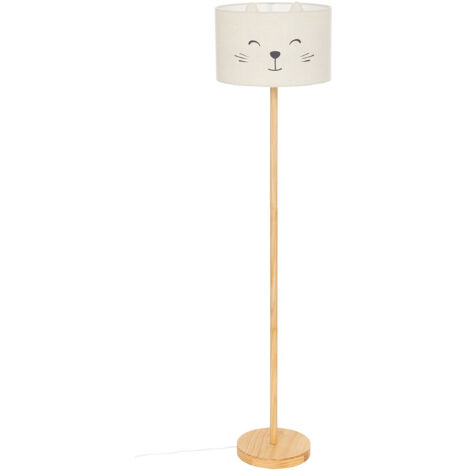Lampadaire enfant en bois coloris naturel et acier - diamètre 36 x Hauteur 152 cm