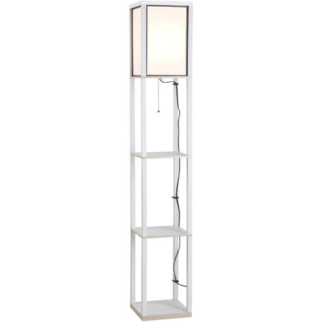 Lampadaire étagère lampe étagère 26L x 26l x 160H cm 3 étagères 4 niveaux MDF blanc - Blanc
