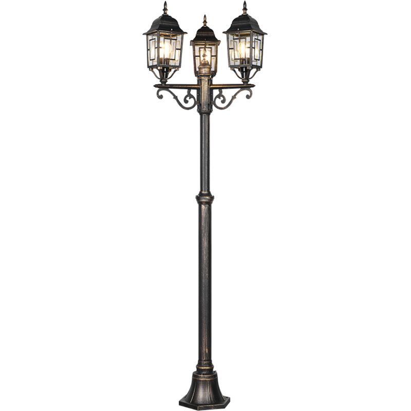 Lampadaire exterieur 3 lampes culot e27 fonte daluminium rouille antique - trio - volturno 82826499 82826499 82826499 82826499