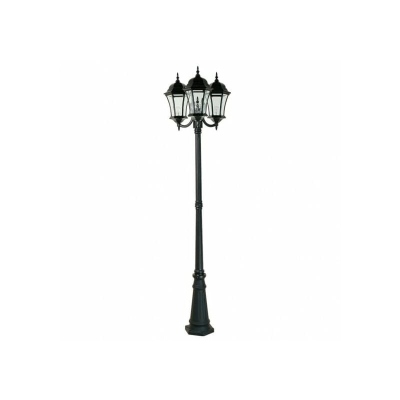 Bricolage Direct - Lampadaire Extérieur 3 Têtes 3x100W E27 Fonte Noir adela