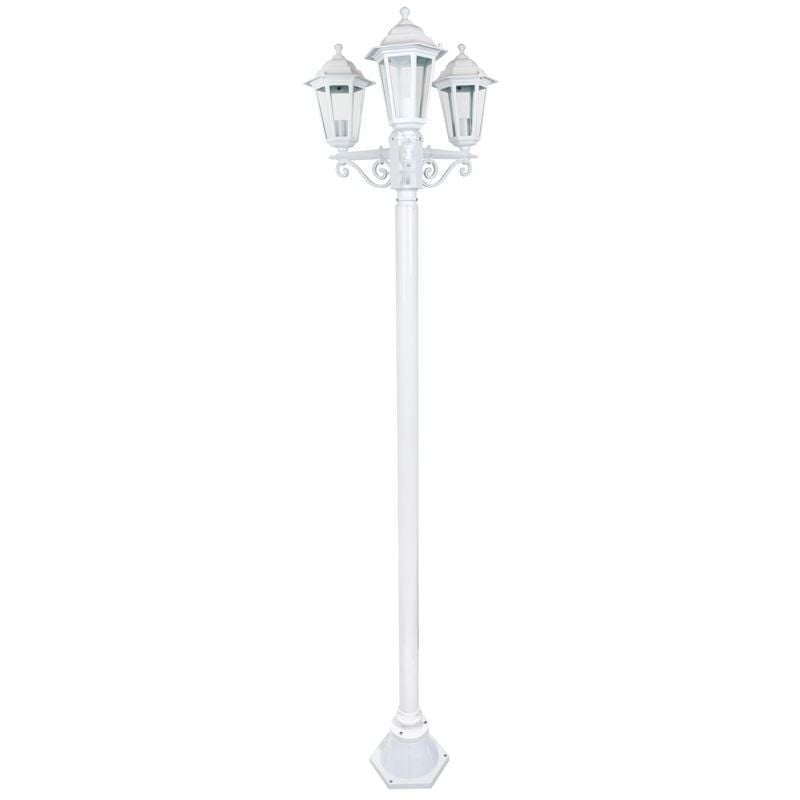 Lampadaire Extérieur 3 Têtes 3x100W Fonte Blanc initialis