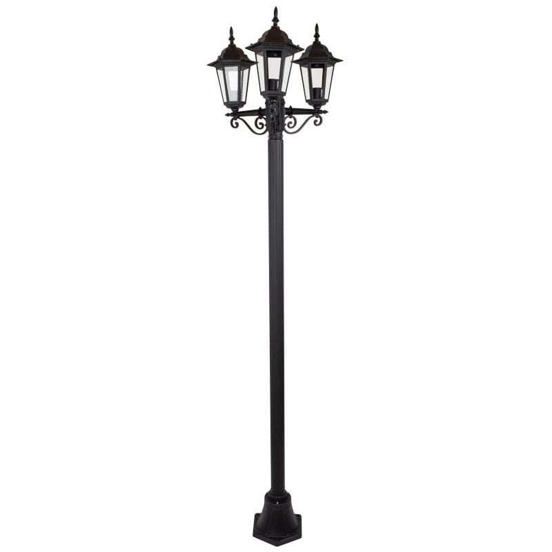 Lampadaire Extérieur 3 Têtes 3x100W Fonte Noir initialis