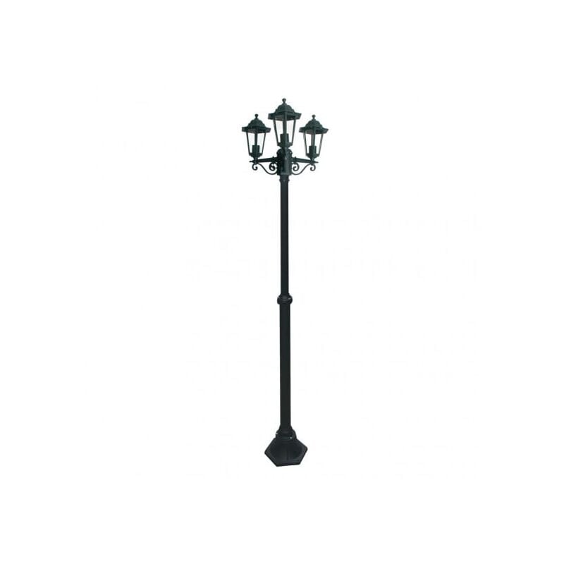 Lampadaire Extérieur 3 Têtes 3x60W E27 Fonte Noir loan