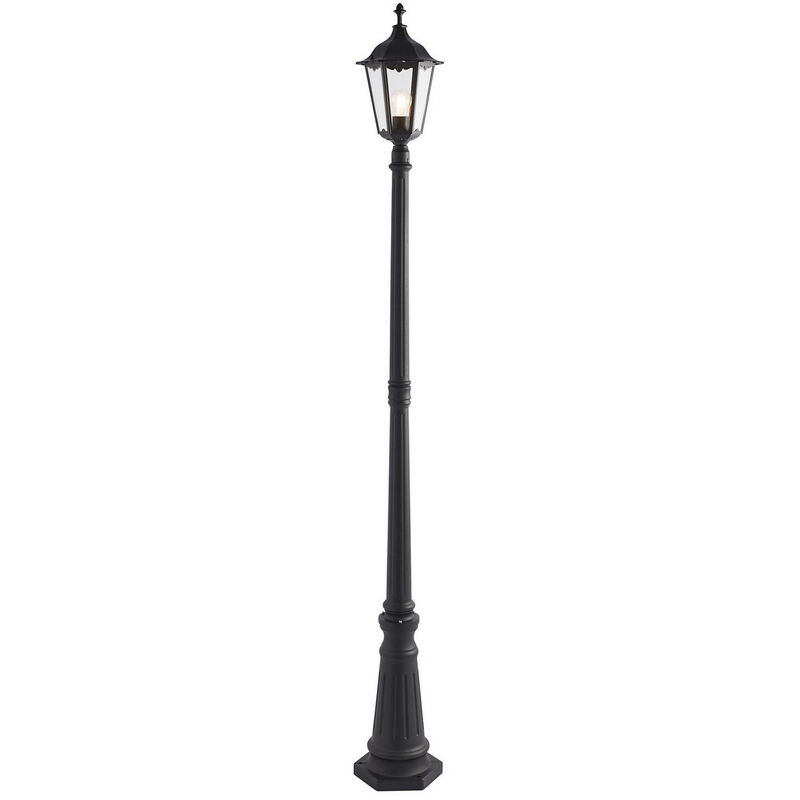 Burford - Lampadaire extérieur à 1 lumière, peinture noire mate, verre IP44, E27 - Endon