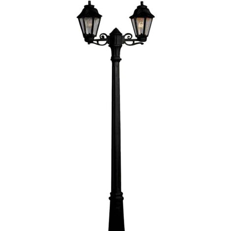 Lampadaire extérieur double 2x E27 17W IP55 – Système CCT blanc chaud/neutre/froid – Base résine antichoc – Dimensions 2090 x 610 mm – Fumagalli