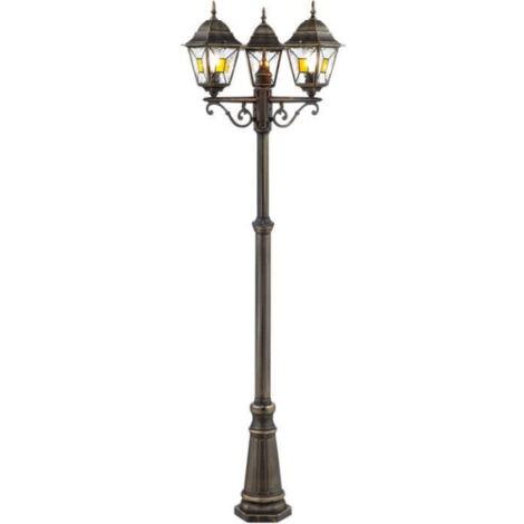 Lampadaire extérieur JANEL - BRILLIANT - noir doré - métal/verre - 3x60W - IP44