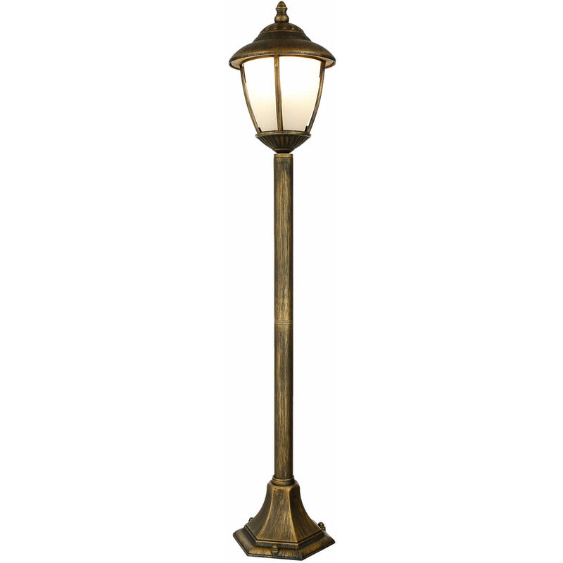 Lampadaire extérieur Jardin Cour IP43 E27 105 cm Verre Aluminium Rustique Lampe d'allée
