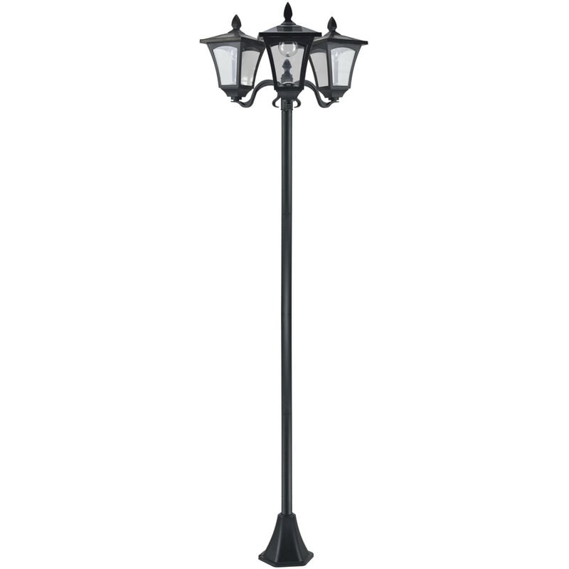 Lampadaire extérieur solaire led 3 têtes ginnie noir