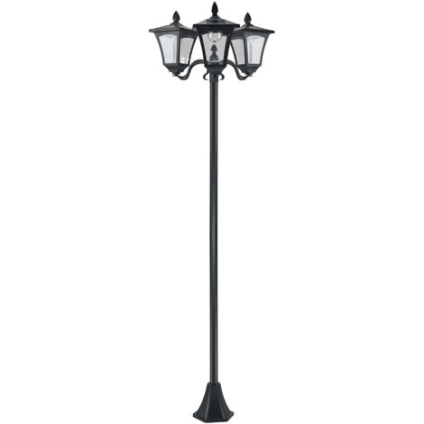 Lampadaire extérieur solaire LED 3 têtes GINNIE noir