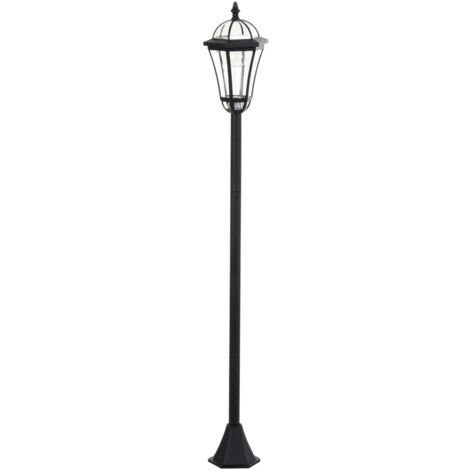 Lampadaire extérieur solaire lot de 2, LED, IP44 étanche, acier inoxydable, mode économique, 18.5x18.5x129cm - Noir