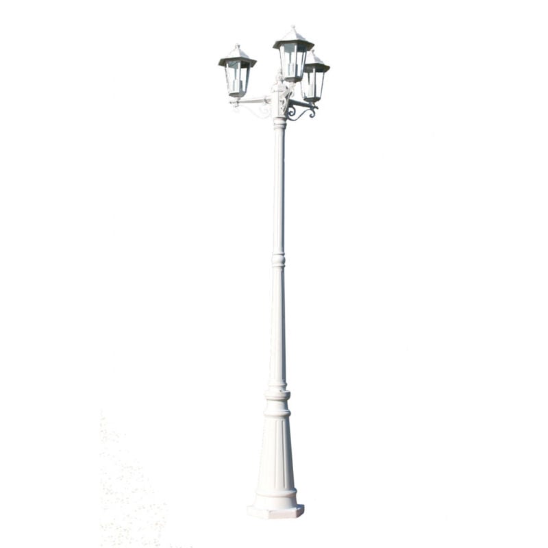 Lampadaire extérieur triple blanc 215 cm luminaire décoration