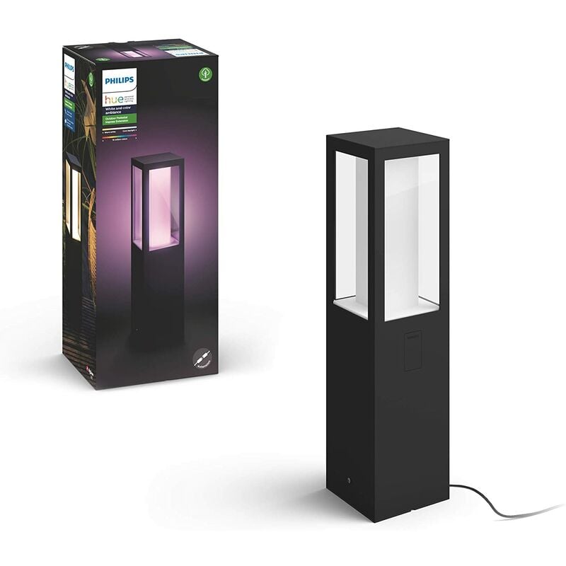 Philips Hue White & Color Ambiance Borne Extérieure impress Extension aluminium Noir, fonctionne avec Alexa, Google Assistant et Apple Homekit