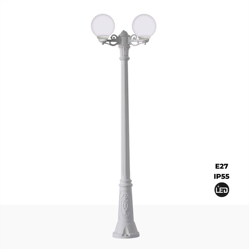 Double lampadaire led d'extérieur Fumagalli gigi bisso globe' - Blanc Double lampadaire led d'extérieur Fumagalli gigi bisso globe' - Blanc