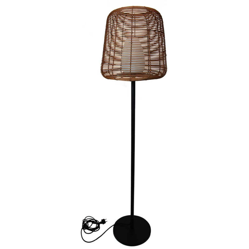Lampadaire ext filaire boheme Bois Poly rotin H150CM