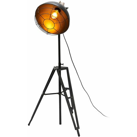 Lampadaire filaire noir 112cm rétro IP44, culot E27, 40W max