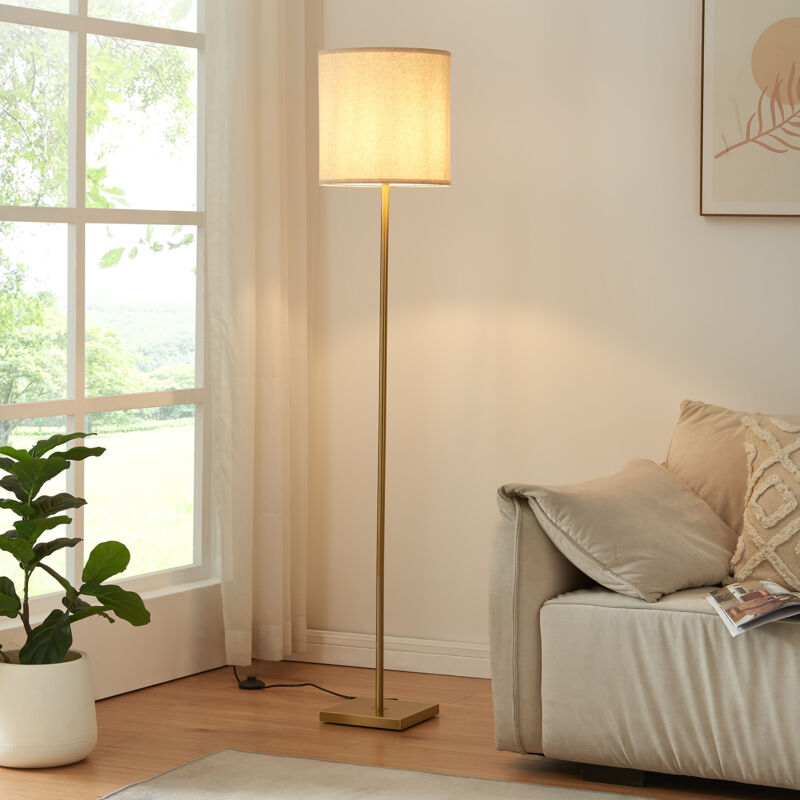 Lampadaire Fildholm hauteur 157 cm couleur laiton / effet lin Lux.pro Lampadaire Fildholm hauteur 157 cm couleur laiton / effet lin Lux.pro