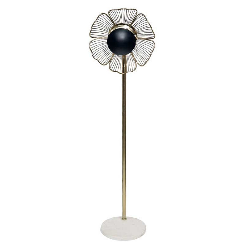 La Grande Prairie - Lampadaire fleur doré pied marbre blanc 41x26x142cm