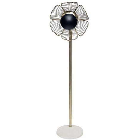 Lampadaire fleur doré pied marbre blanc 41x26x142cm