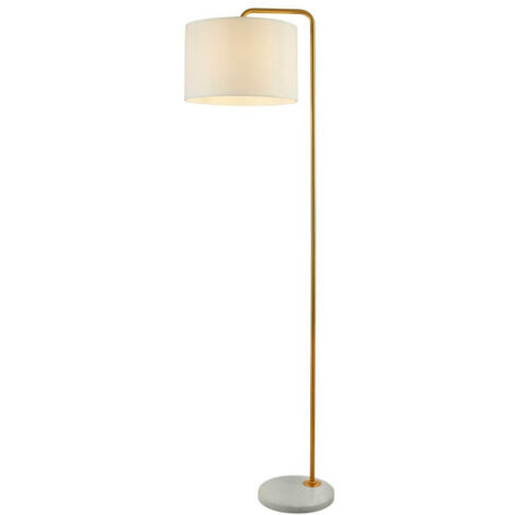 Lampadaire Gallow Doré avec Base en Marbre Or Antique / Métal Dessiné Blanc