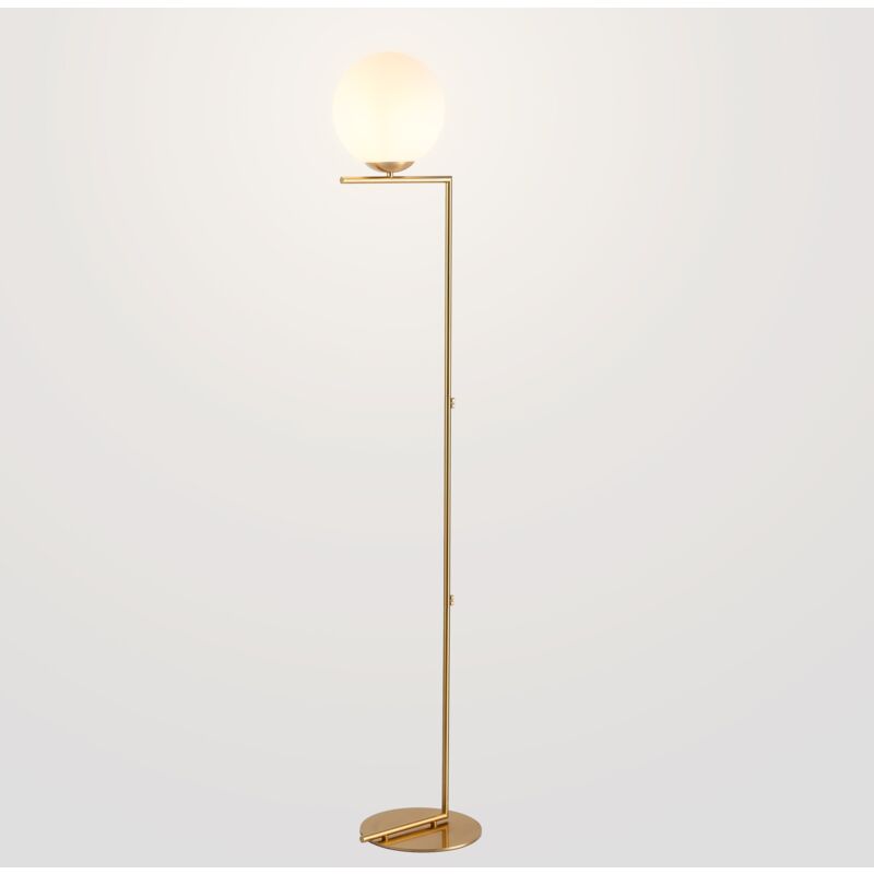 Barcelona Led – Lampadaire boule de cristal Anni – Aluminium doré mat – Abat-jour en verre opale – E27 – Hauteur 158 cm – IP20 pour intérieur Barcelona Led – Lampadaire boule de cristal Anni – Aluminium doré mat – Abat-jour en verre opale – E27 – Hauteur 158 cm – IP20 pour intérieur
