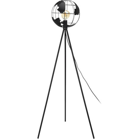 Lampadaire Globe Terrestre en Métal Noir Ajouré H158cm
