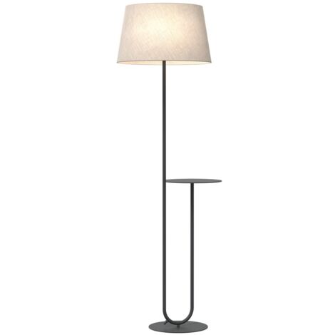 Lampadaire HOTEL noir/beige tablette E27 150cm Emibig