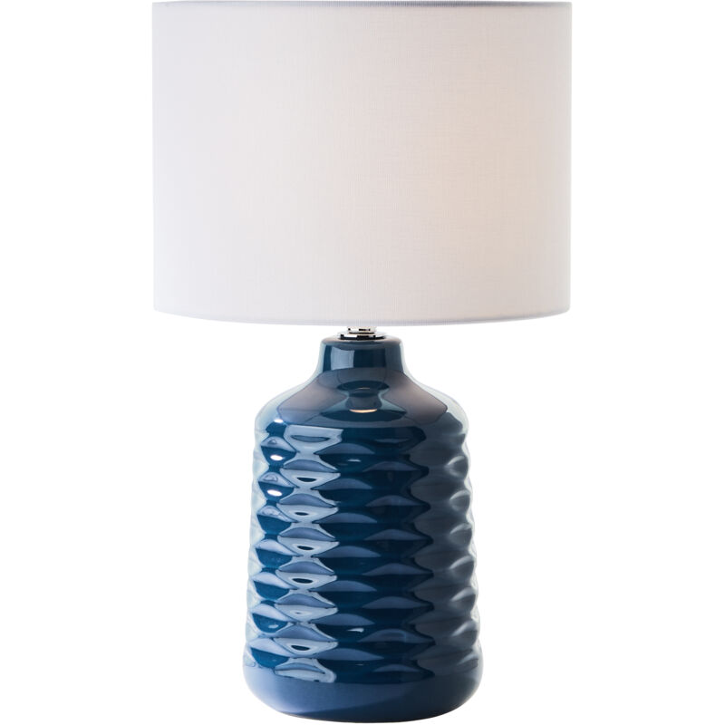 Brilliant - Ilysa lampe à poser 42cm bleu/blanc, céramique/métal/textile, 1x D45, E14, 40 w
