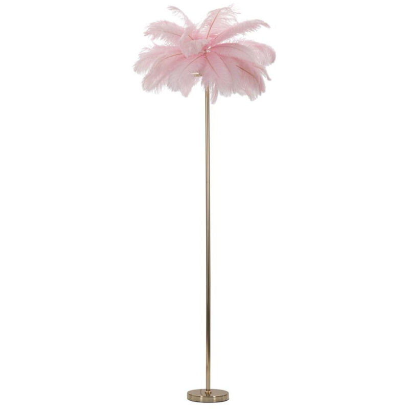Lampadaire Imitation Plume "Palm" 160cm Or & Rose Lampadaire Imitation Plume "Palm" 160cm Or & Rose