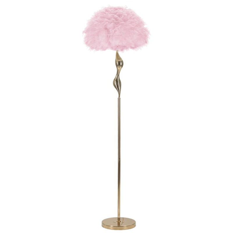 Lampadaire Imitation Plume "Slim" 165cm Or & Rose Lampadaire Imitation Plume "Slim" 165cm Or & Rose