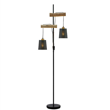 OSASY Lampadaire Industriel - 2 lumière - H 1690 mm - Noir - Rustique - Éclairage intérieur - Salon I Chambre - Noir